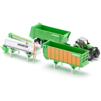 Traktor z naczepą, przyczepą i cysterną model metalowy SIKU S1848